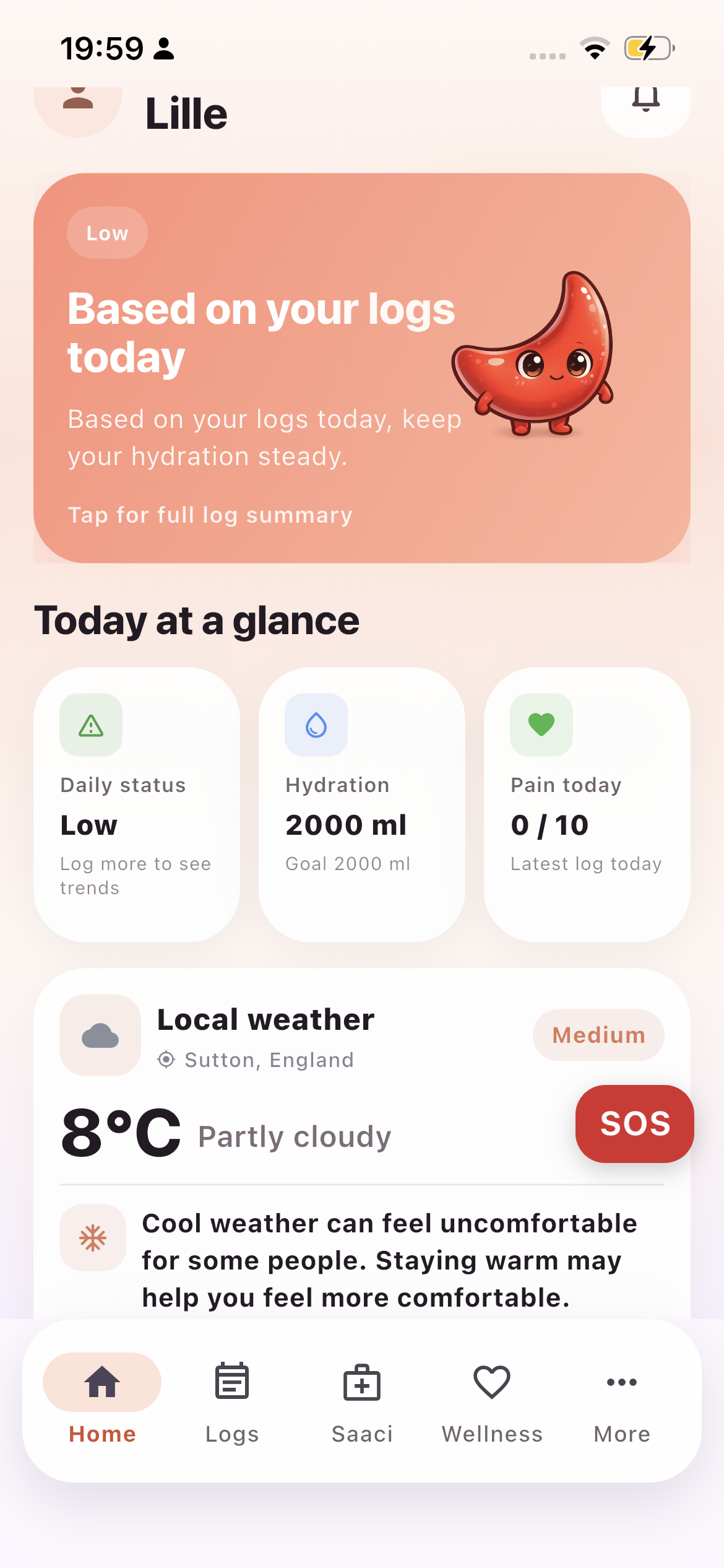 Saaci home screen